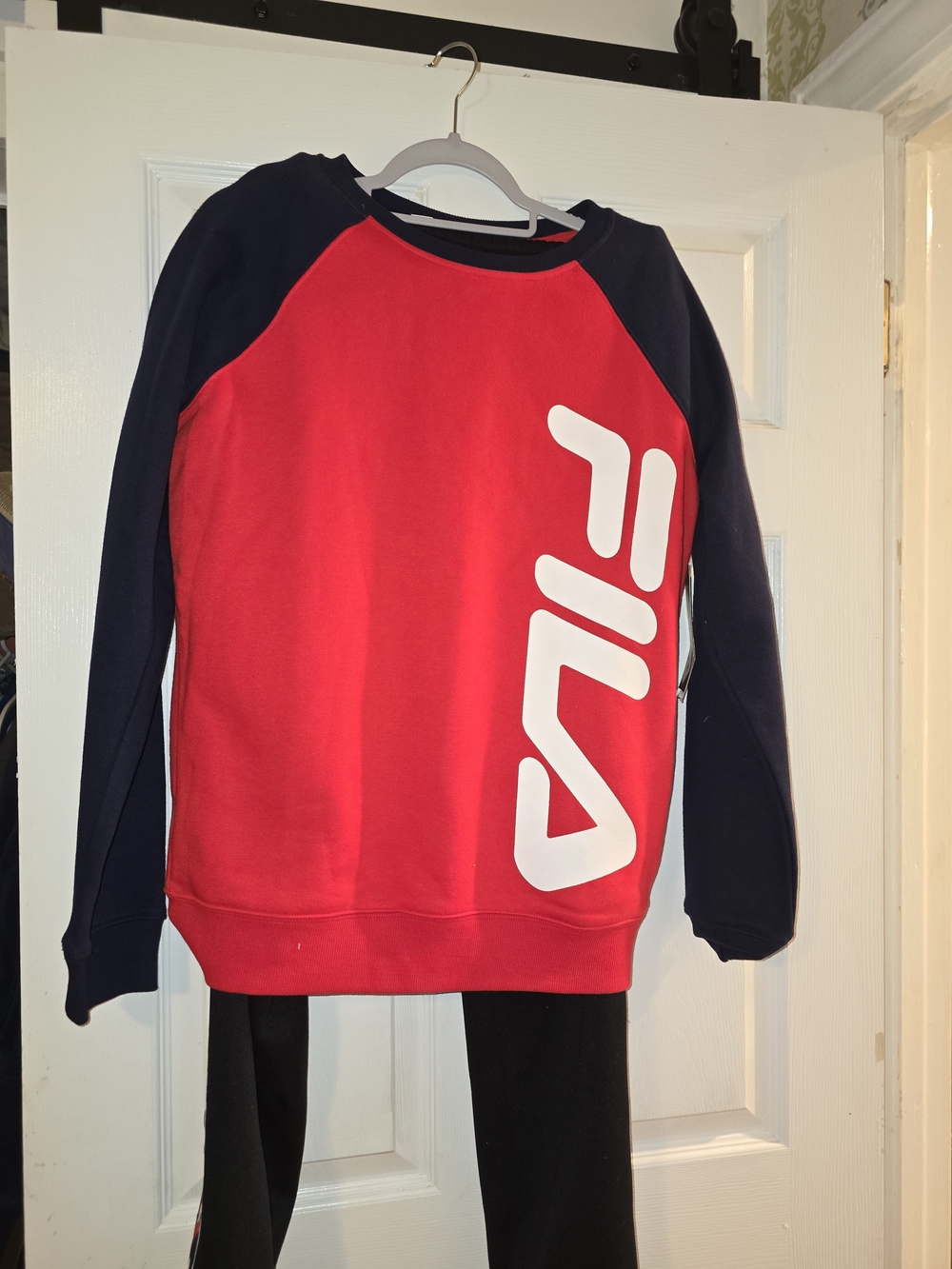 FILA Womens Red & Navy Logo Raglan Sweatshirt